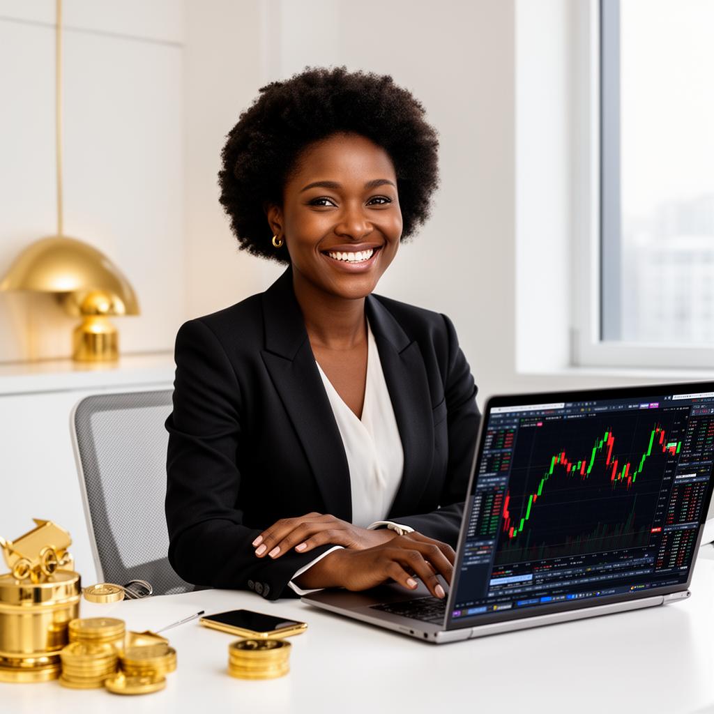 Confident forex trader working on charts